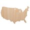 USA United States of America Solid Unfinished Craft Wood Holiday Christmas Tree DIY Pre-Drilled Ornament